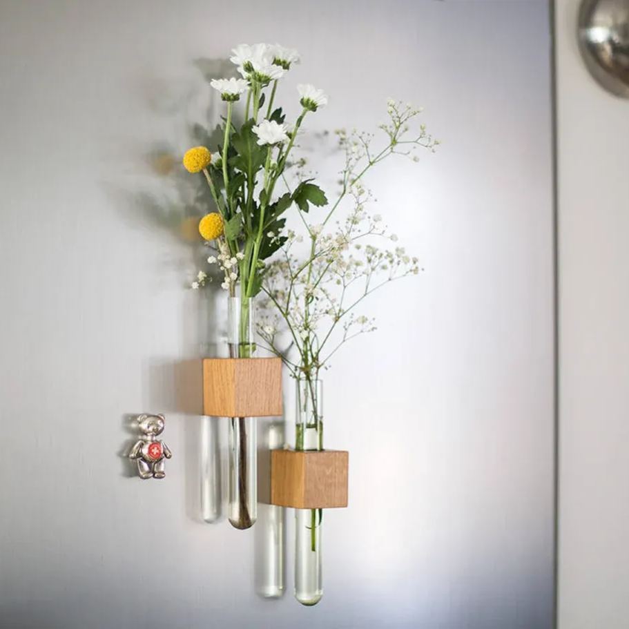 Magnetic Wooden Bud Vase: Flower & Plant Holders for Home Decor - Blooming Love On My Fridge - MyJigsawPuzzleAu