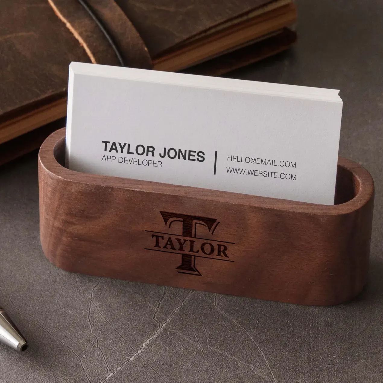 Personalized Gift for Him, Customized Business Card Holder,Personalized Business Card Holder,Desk Accessories - MyJigsawPuzzleAu