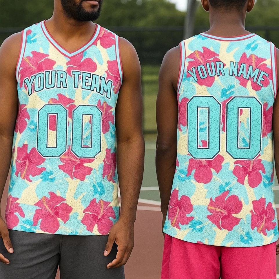 Custom 3D Pattern Tropical V Shape Hawaii Leaves Basketball Jersey With Name & Number - MyJigsawPuzzleAu