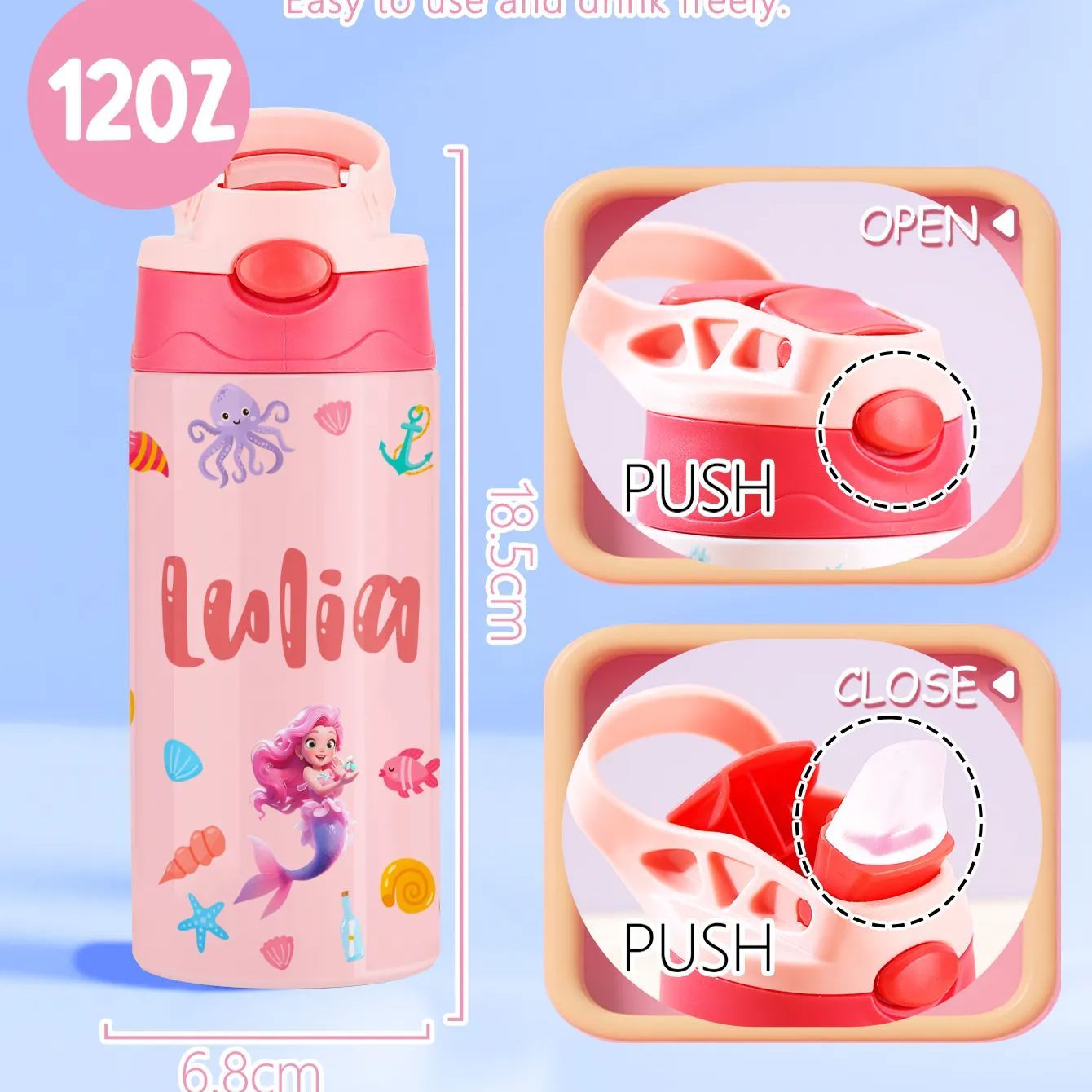 Custom Name Printed Kids Cute Water Bottle - Personalized Back To School Gifts For Kids - MyJigsawPuzzleAu