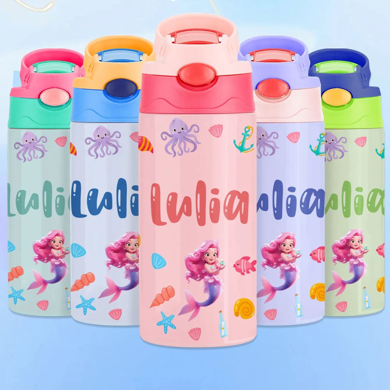 Custom Name Printed Kids Cute Water Bottle - Personalized Back To School Gifts For Kids - MyJigsawPuzzleAu