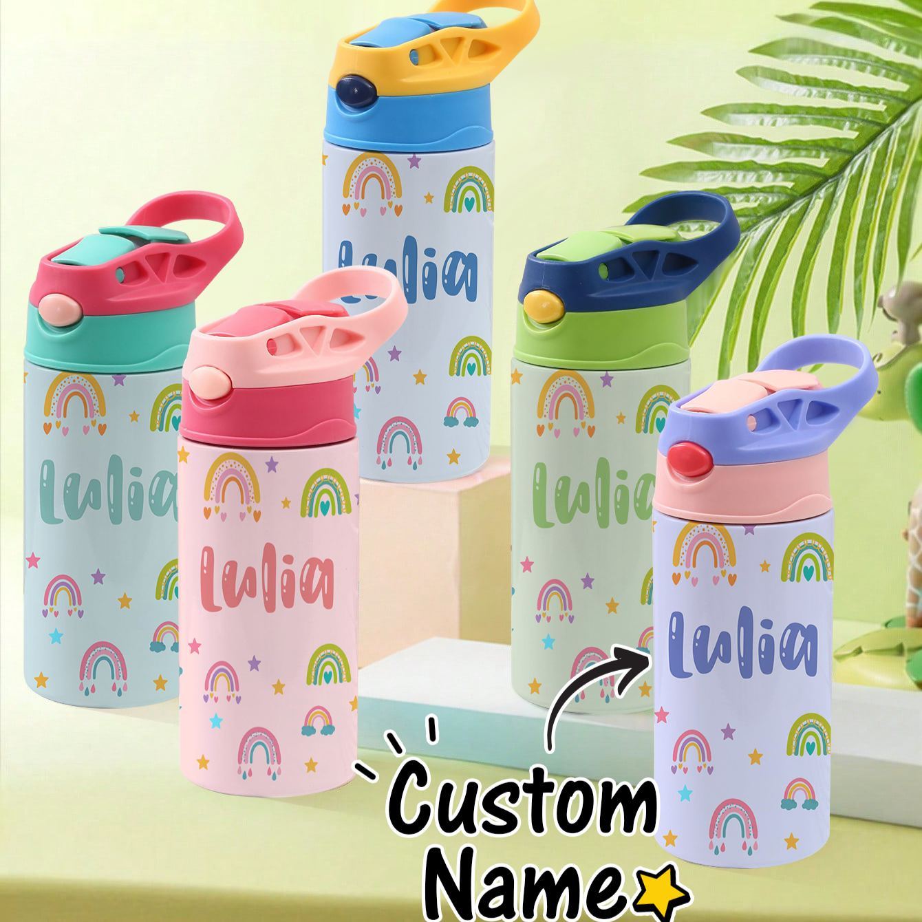 Custom Name Printed Kids Cute Water Bottle - Personalized Back To School Gifts For Kids - MyJigsawPuzzleAu