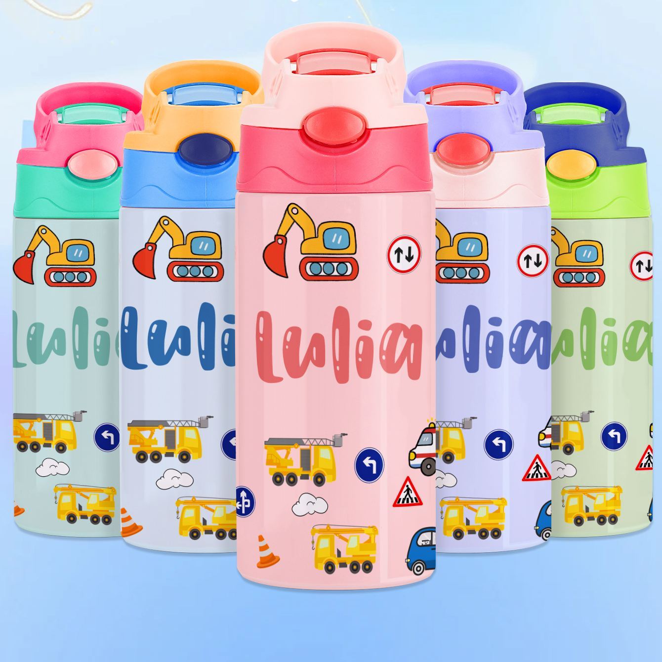 Custom Name Printed Kids Cute Water Bottle - Personalized Back To School Gifts For Kids - MyJigsawPuzzleAu