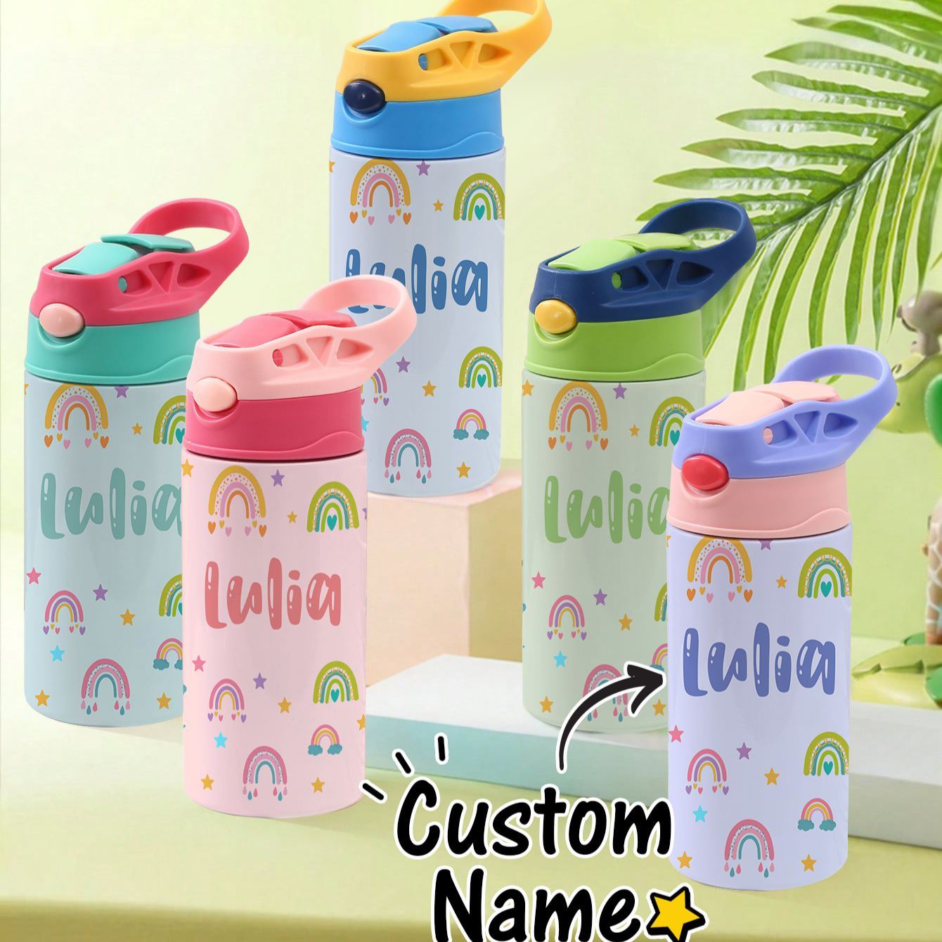 Custom Name Printed Kids Cute Water Bottle - Personalized Back To School Gifts For Kids - MyJigsawPuzzleAu