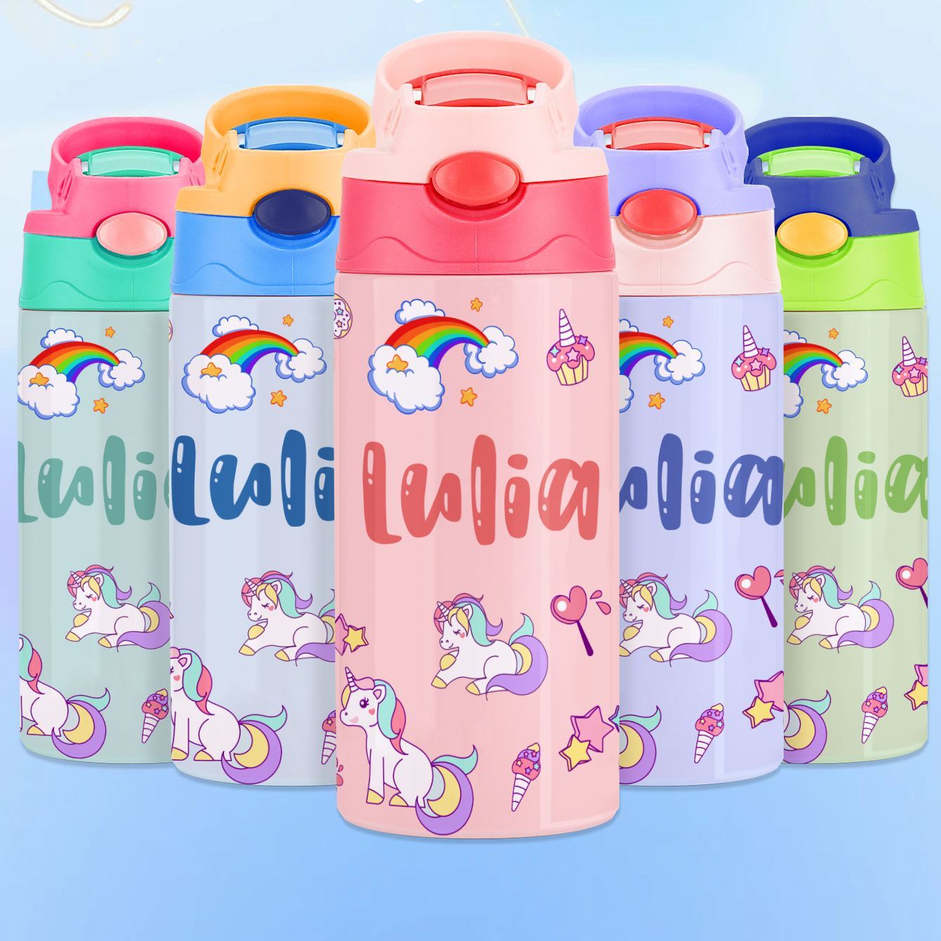 Custom Name Printed Kids Cute Water Bottle - Personalized Back To School Gifts For Kids - MyJigsawPuzzleAu