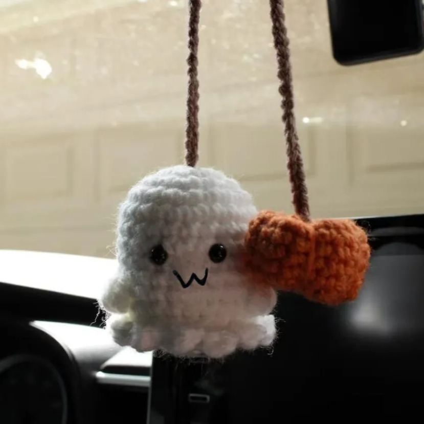 Crochet Bat Car Charm: Halloween Rearview Mirror Decoration - MyJigsawPuzzleAu