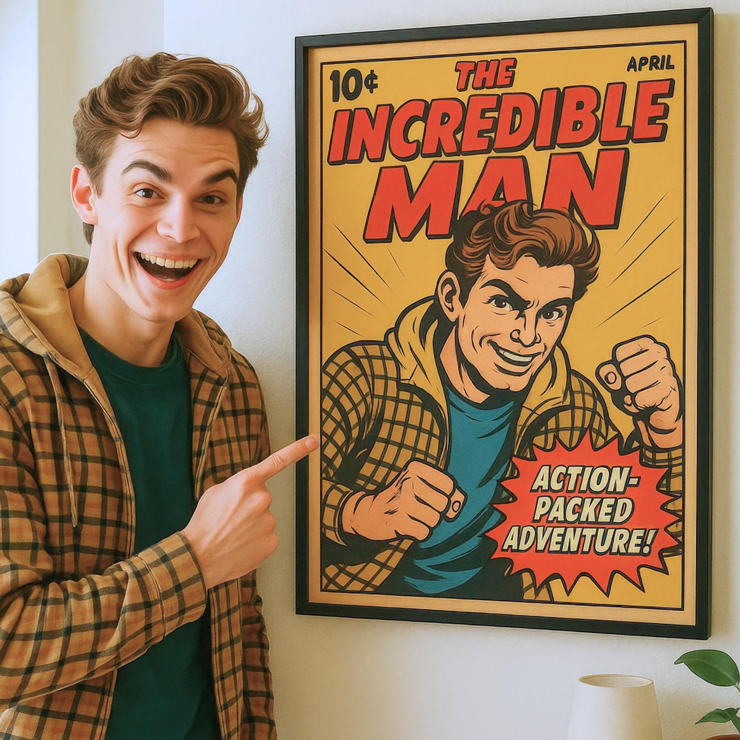 Personalized Retro Comic Book Cover Portrait from Photo, Canvas Wall Art | Vintage Retro 8 Background Styles Art Gift for Friends or Couples