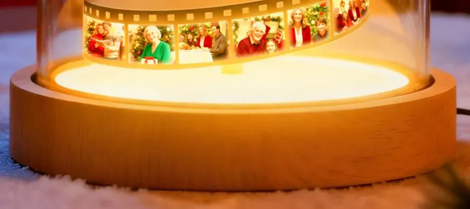 Custom Photo Film Christmas Tree Night Light Personalized Family Keepsake with Engraved Base Christmas Gift