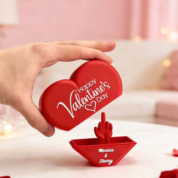 Personalized Heart With Middle Finger Gag Decor Funny Gag Gift Petty Ex Prank Anniversary Gift for Him Her Valentines Day for Boyfriend Girlfriend - MyJigsawPuzzleAu