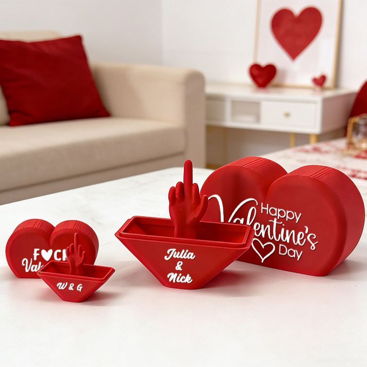 Personalized Heart With Middle Finger Gag Decor Funny Gag Gift Petty Ex Prank Anniversary Gift for Him Her Valentines Day for Boyfriend Girlfriend - MyJigsawPuzzleAu