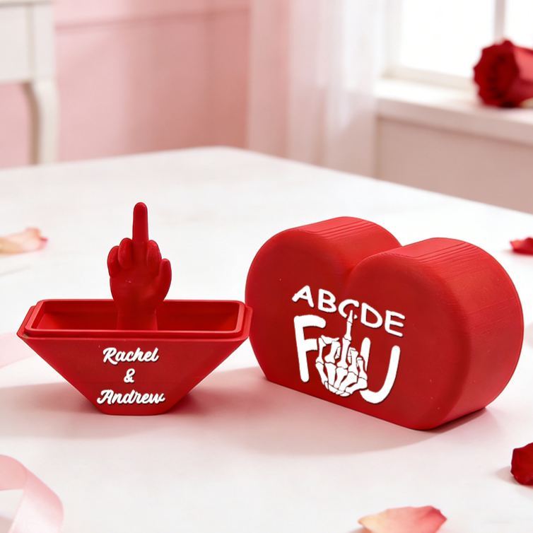 Personalized Heart With Middle Finger Gag Decor Funny Gag Gift Petty Ex Prank Anniversary Gift for Him Her Valentines Day for Boyfriend Girlfriend - MyJigsawPuzzleAu