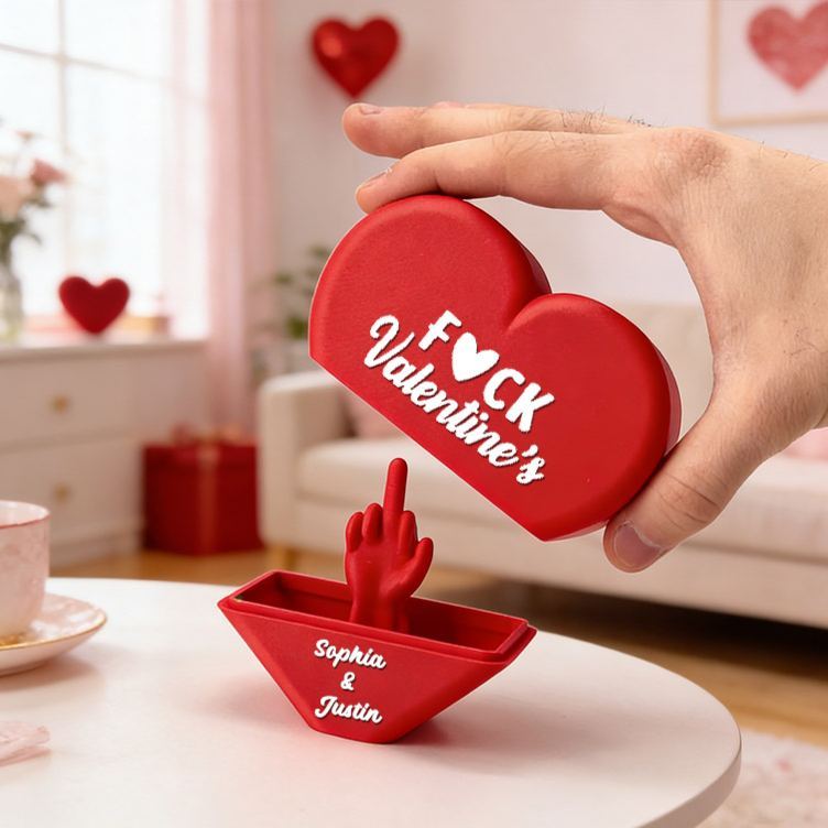Personalized Heart With Middle Finger Gag Decor Funny Gag Gift Petty Ex Prank Anniversary Gift for Him Her Valentines Day for Boyfriend Girlfriend - MyJigsawPuzzleAu
