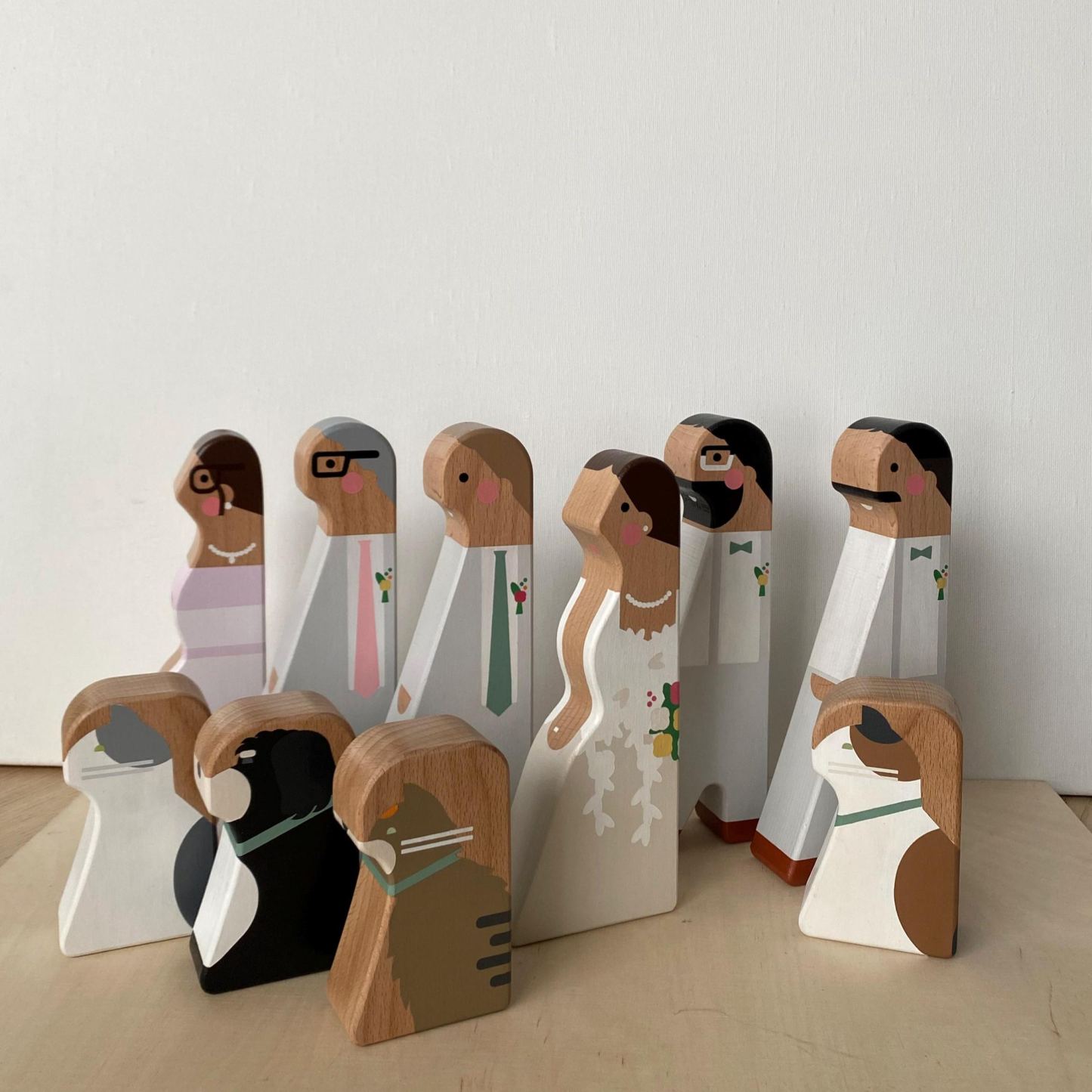 Personalized Wooden Couple Figurine – Custom Wedding Doll Gift from Photo, Minimalist Handcrafted Wood Decor for Anniversary & Bridal Gift - MyJigsawPuzzleAu