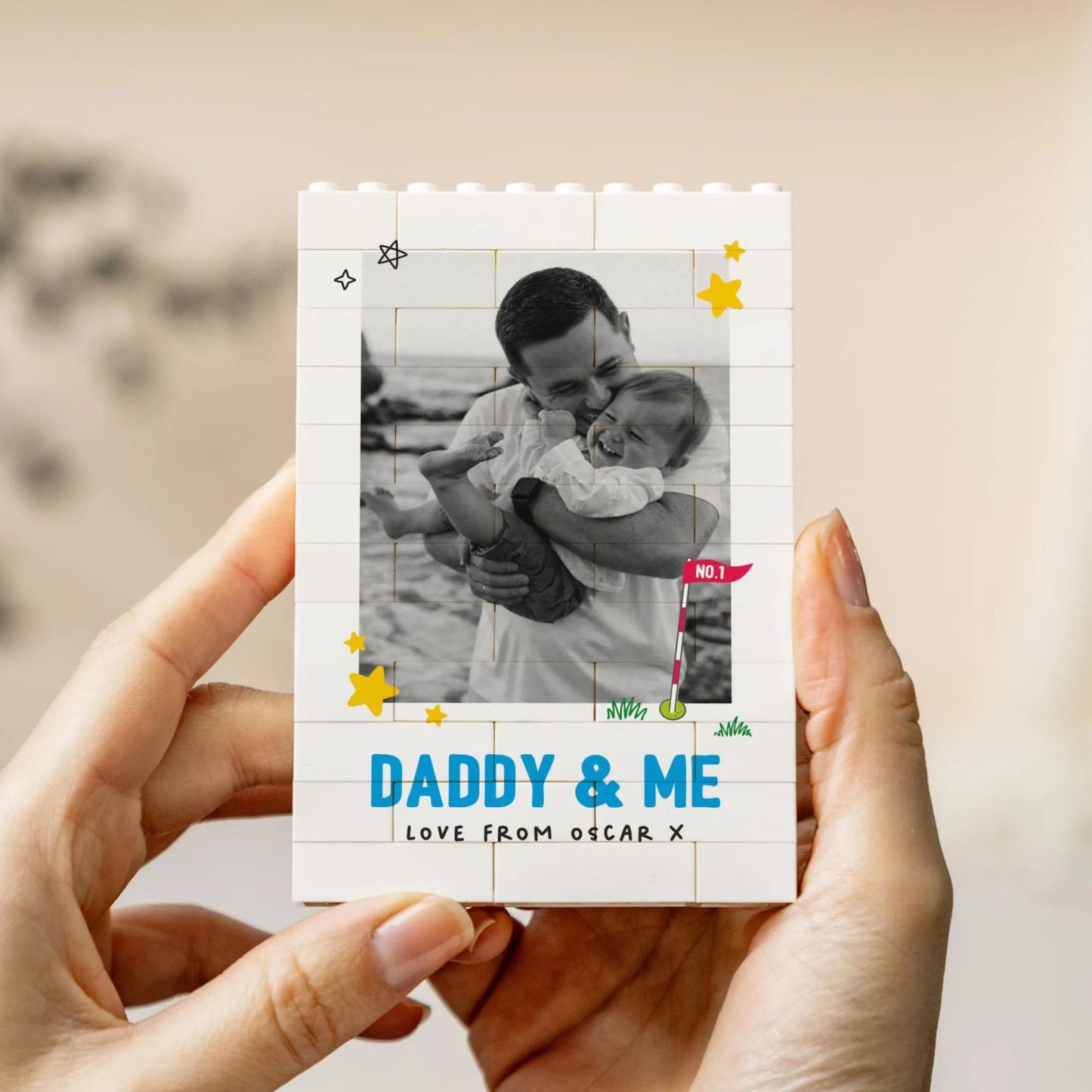 Daddy And Me Fun Photo Block, Personalised Dad Gift From Kids, Colourful Fathers Day Present, Custom Dad Child Keepsake, Playful Dad Gift - mysiliconefoodbag