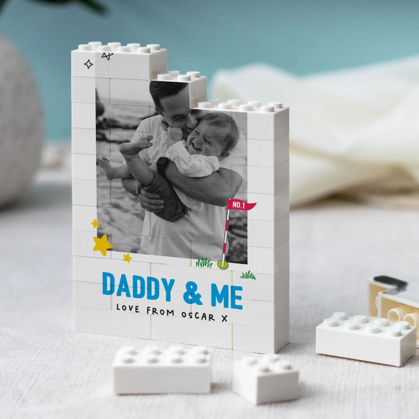 Daddy And Me Fun Photo Block, Personalised Dad Gift From Kids, Colourful Fathers Day Present, Custom Dad Child Keepsake, Playful Dad Gift - mysiliconefoodbag
