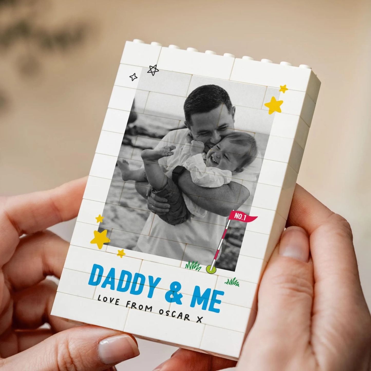 Daddy And Me Fun Photo Block, Personalised Dad Gift From Kids, Colourful Fathers Day Present, Custom Dad Child Keepsake, Playful Dad Gift - mysiliconefoodbag