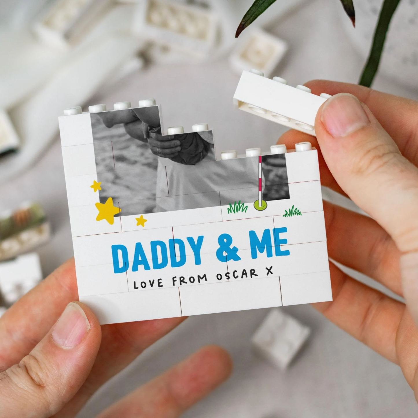 Daddy And Me Fun Photo Block, Personalised Dad Gift From Kids, Colourful Fathers Day Present, Custom Dad Child Keepsake, Playful Dad Gift - mysiliconefoodbag
