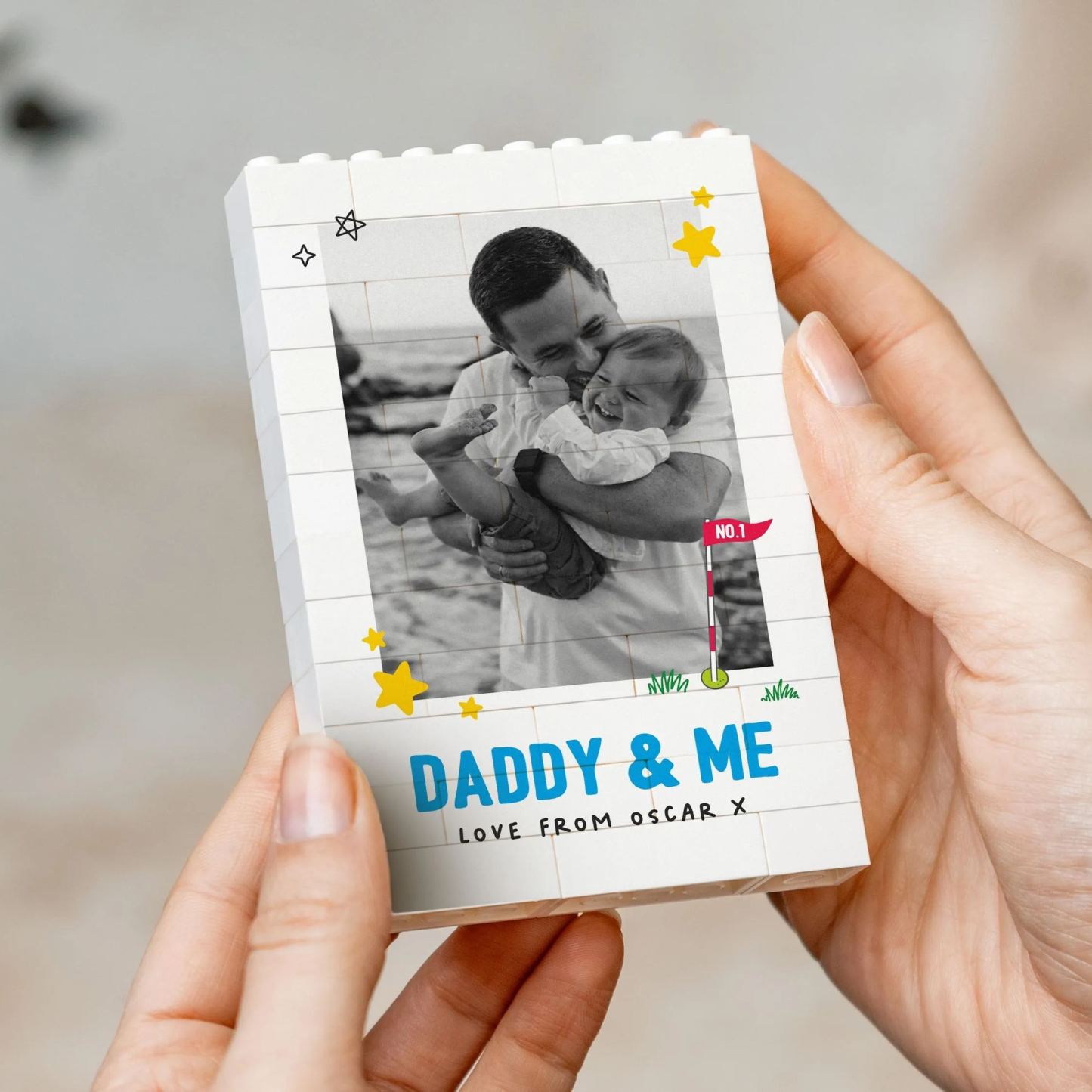 Daddy And Me Fun Photo Block, Personalised Dad Gift From Kids, Colourful Fathers Day Present, Custom Dad Child Keepsake, Playful Dad Gift - mysiliconefoodbag