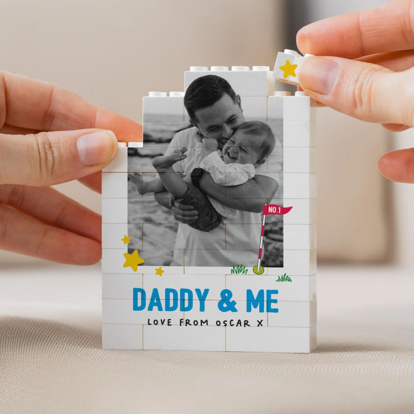 Daddy And Me Fun Photo Block, Personalised Dad Gift From Kids, Colourful Fathers Day Present, Custom Dad Child Keepsake, Playful Dad Gift - mysiliconefoodbag