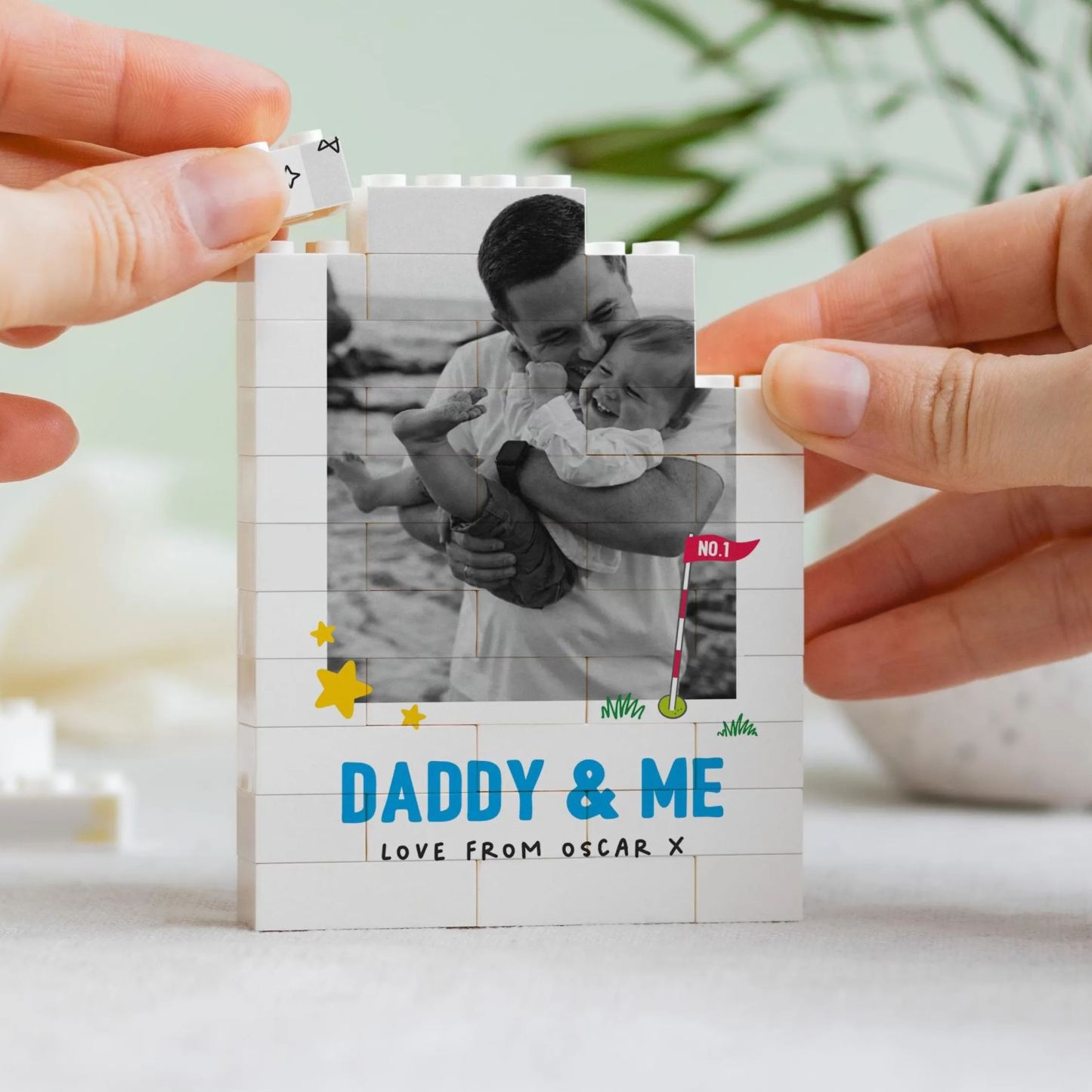 Daddy And Me Fun Photo Block, Personalised Dad Gift From Kids, Colourful Fathers Day Present, Custom Dad Child Keepsake, Playful Dad Gift - mysiliconefoodbag