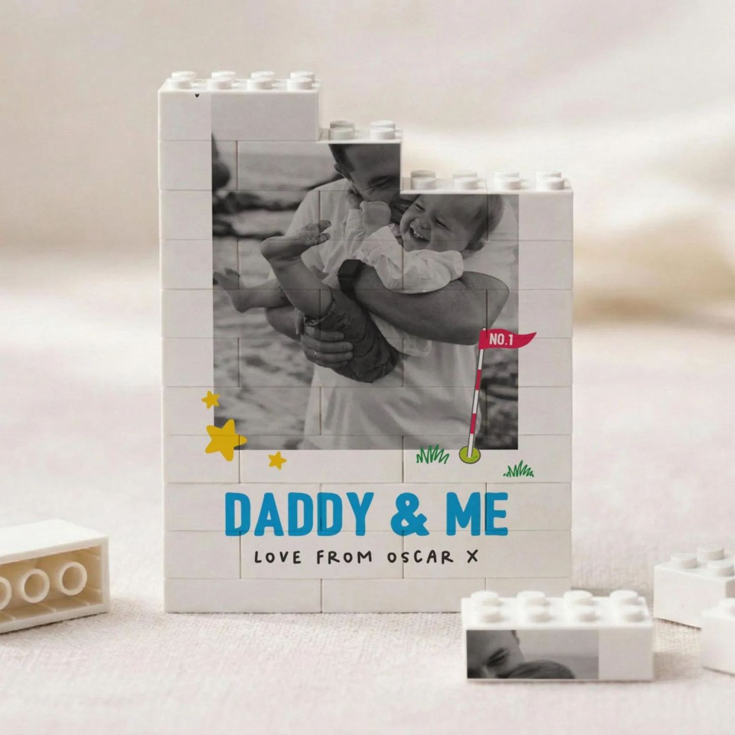 Daddy And Me Fun Photo Block, Personalised Dad Gift From Kids, Colourful Fathers Day Present, Custom Dad Child Keepsake, Playful Dad Gift - mysiliconefoodbag
