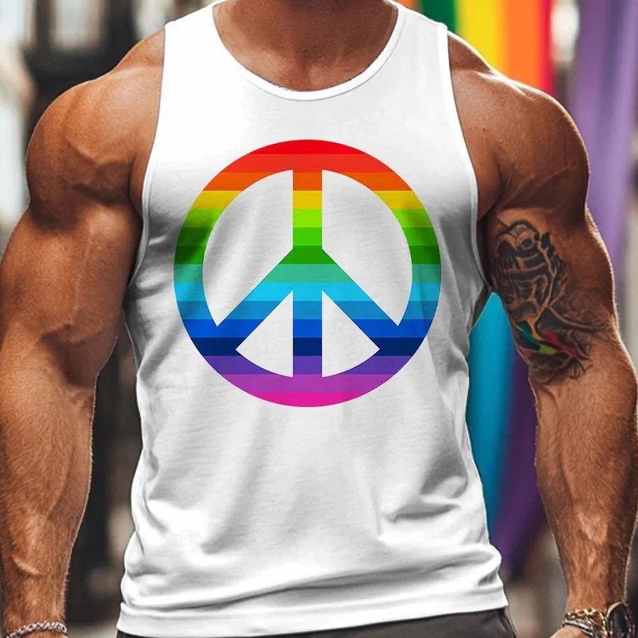2026 Gay Sign Style Print Style Tank Top Sizes XS-7XL Colorful Gay Man Casual Sleeveless Shirt - MyJigsawPuzzleAu