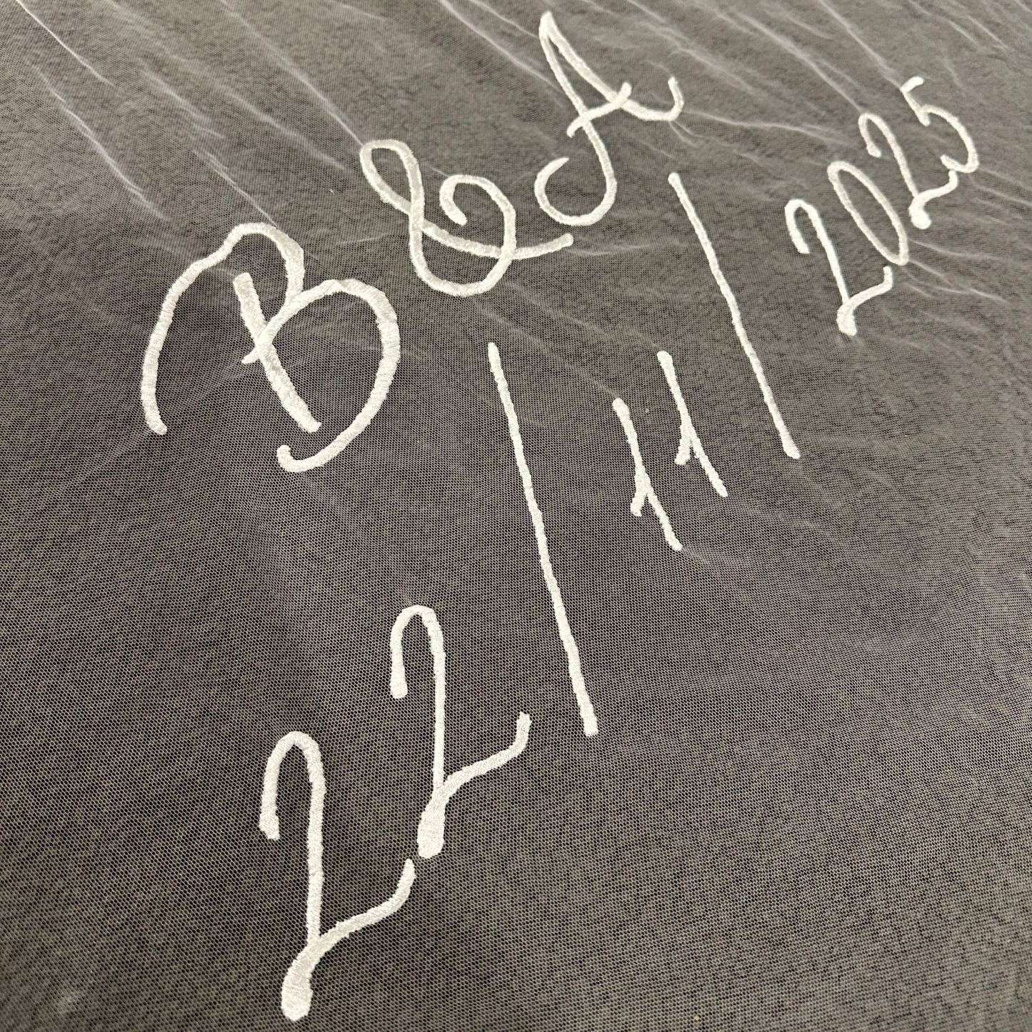 Custom Lace Wedding Veil with Embroidered Text for Wedding - MyJigsawPuzzleAu