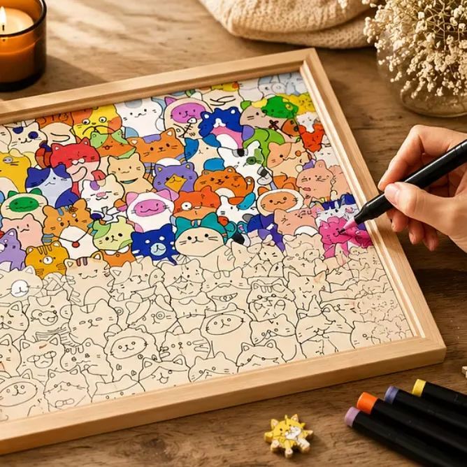 DIY Wooden Coloring Puzzle – Hand-paint Your Own Animal Puzzle (Optional 24-Color Markers & 8 Designs) - MyJigsawPuzzleAu