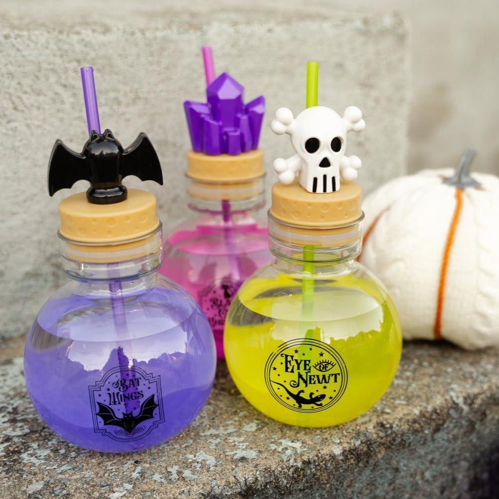 30 oz Potion Bottle with Removable Lid and Straw | Durable, BPA-Free Plastic Halloween Water Bottle with Spooky Design for Trick-or-Treating, Parties or Everyday Use - MyJigsawPuzzleAu