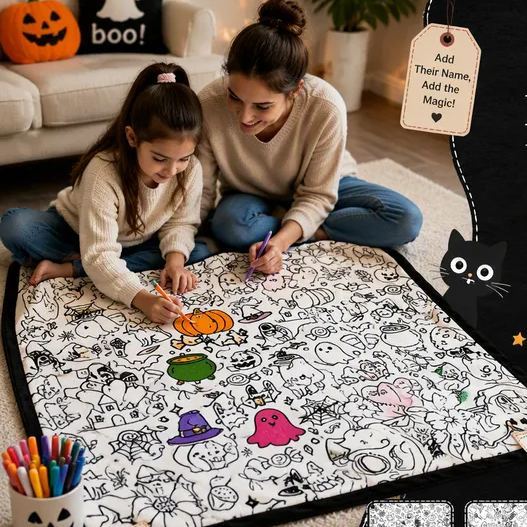 Halloween DIY Drawing Blanket – Creative Art Blanket for Kids & Adults, Spooky Halloween Activity Gift - MyJigsawPuzzleAu