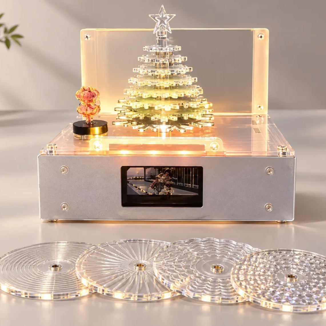 Music Light Box Photo Frame with Rotating Christmas Tree – Customizable 1-9 Songs Holiday Gift for Family & Friends - MyJigsawPuzzleAu