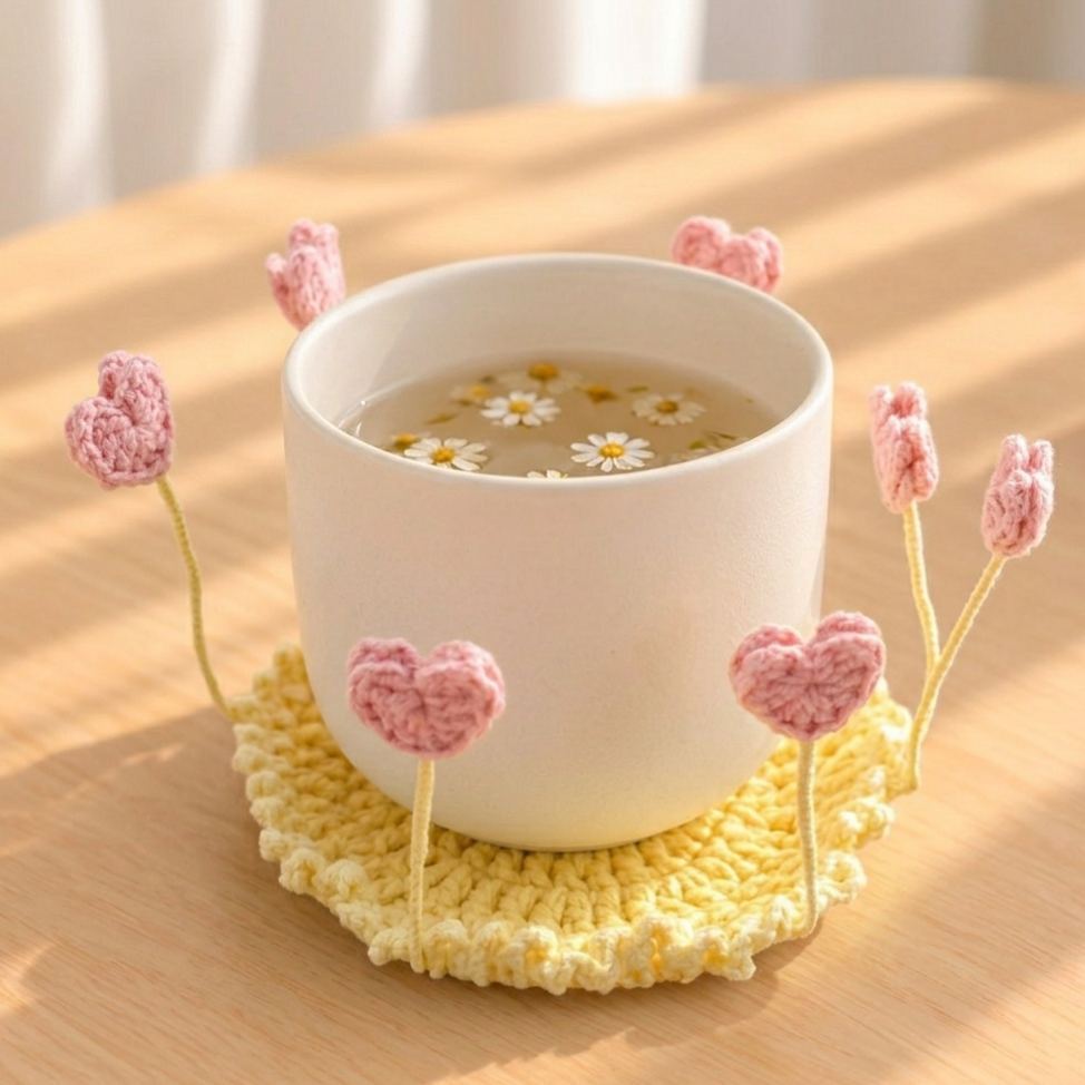 Crochet Flower Coaster, Handmade Cup Coaster, Floral Mug Coaster, Cottagecore Table Decor, Cute Crochet Gift, Housewarming Gift - MyJigsawPuzzleAu