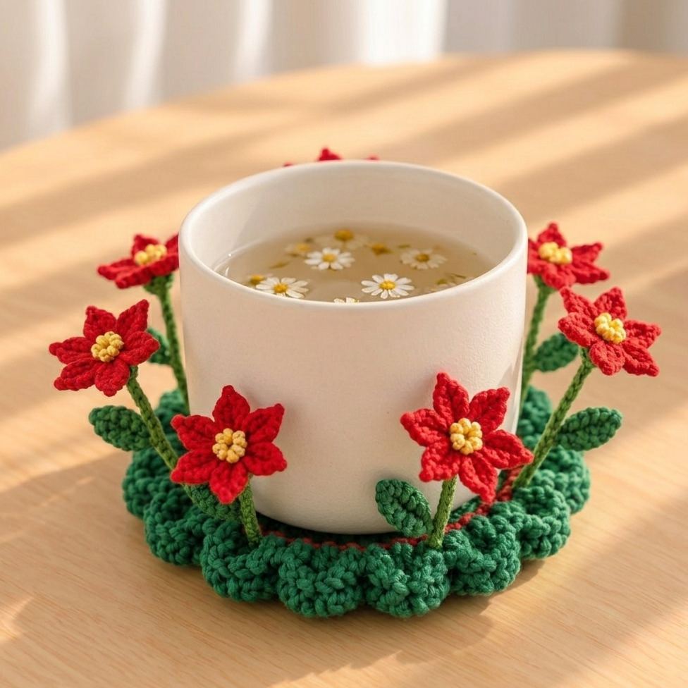 Crochet Flower Coaster, Handmade Cup Coaster, Floral Mug Coaster, Cottagecore Table Decor, Cute Crochet Gift, Housewarming Gift - MyJigsawPuzzleAu
