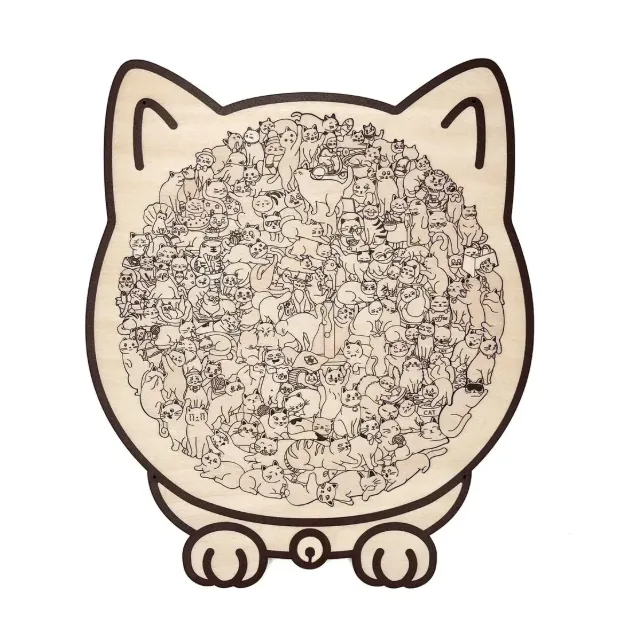 Nice Christmas Gift135-Piece Morandi-Colored Cat Shaped Wooden Jigsaw Puzzle - MyJigsawPuzzleAu