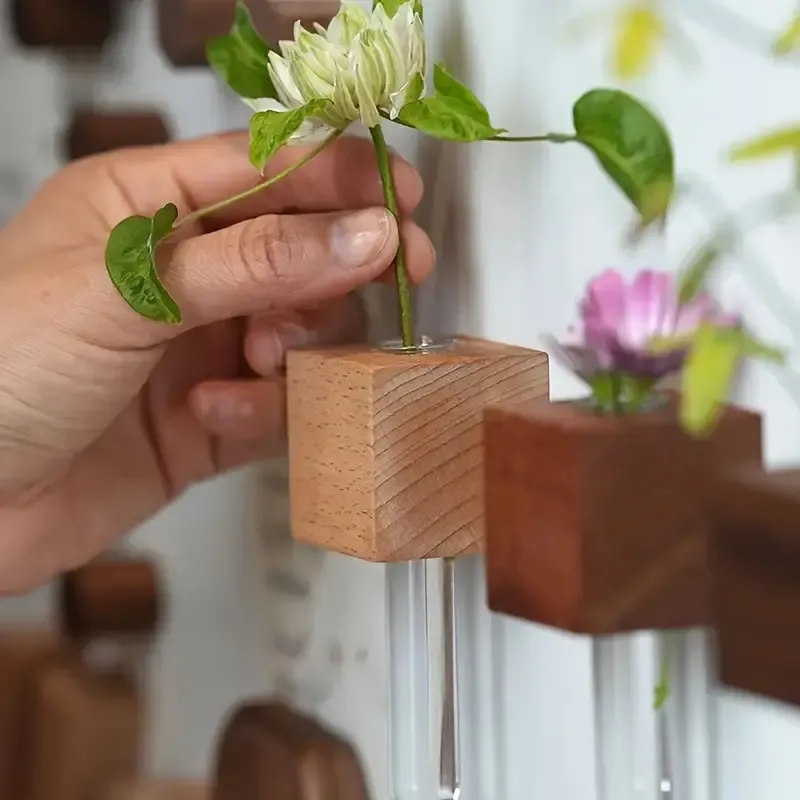 Magnetic Wooden Bud Vase: Flower & Plant Holders for Home Decor - Blooming Love On My Fridge - MyJigsawPuzzleAu