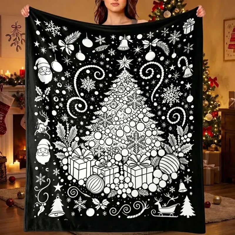 DIY Drawing Blanket with Optional 24 Colors Markers, Color Art Blanket Washable Blankets, Christmas Coloring Blankets for Adults - MyJigsawPuzzleAu