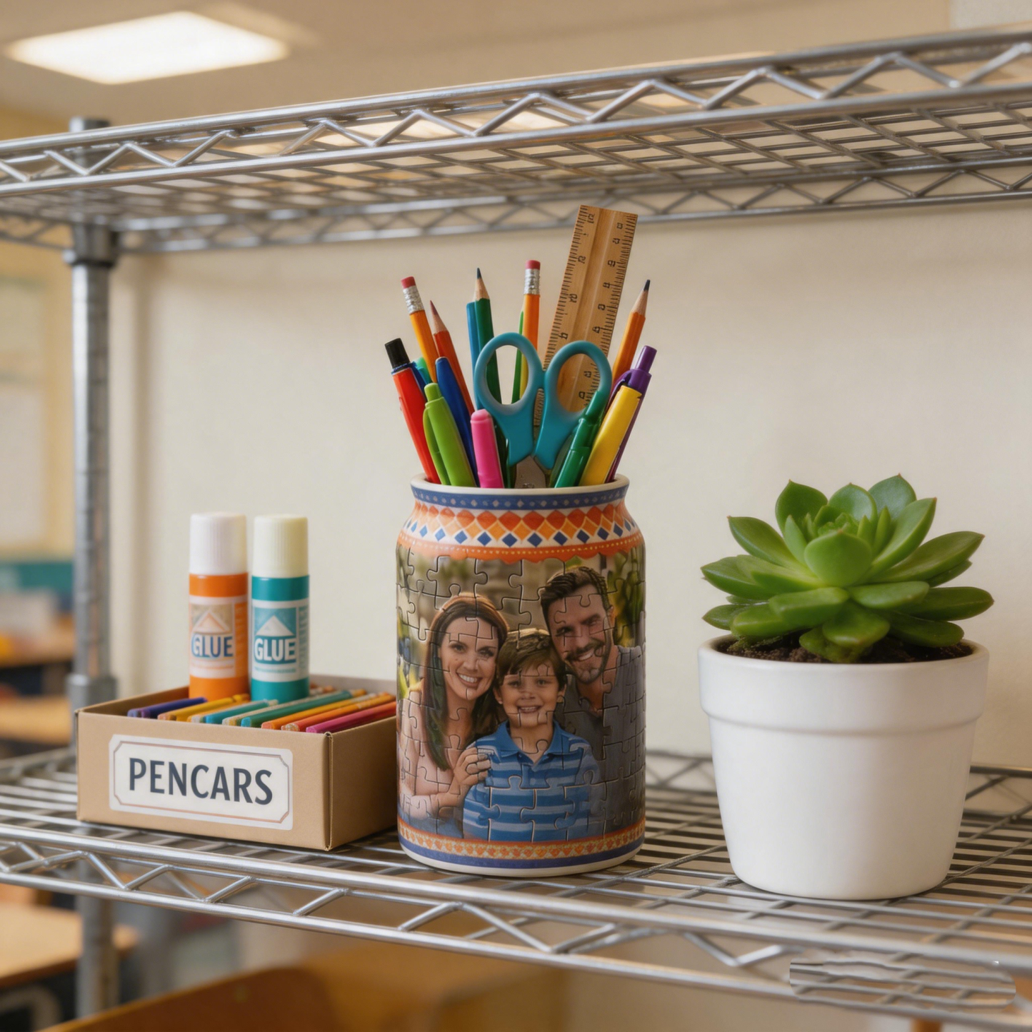 Custom Photo Back to School 3D Jigsaw Puzzle  Pen Cup Desktop Storage Box DIY Plastic Cylindrical Jar