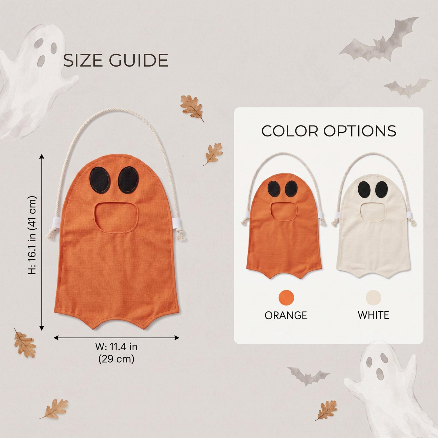 Personalized Trick or Treat Bag, Ghost Halloween Candy Bag, Custom Name Kids Tote, First Halloween Gift for Toddler - MyJigsawPuzzleAu