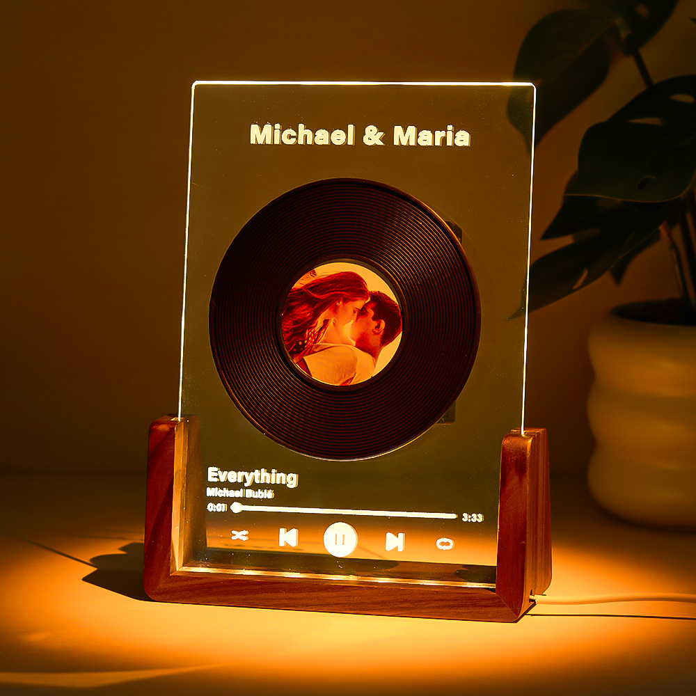 Premium Custom Music & Photo Night Lamp | Play Songs Without Phone, Elegant Anniversary Keepsake for Couples