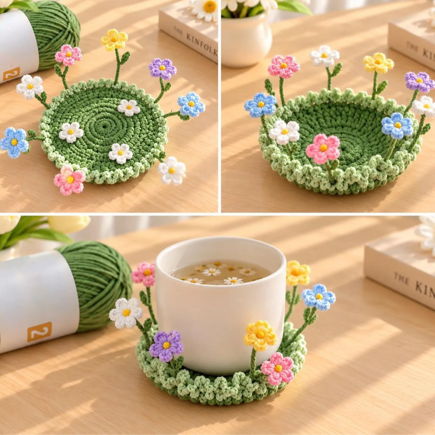 Crochet Flower Coaster, Handmade Cup Coaster, Floral Mug Coaster, Cottagecore Table Decor, Cute Crochet Gift, Housewarming Gift - MyJigsawPuzzleAu
