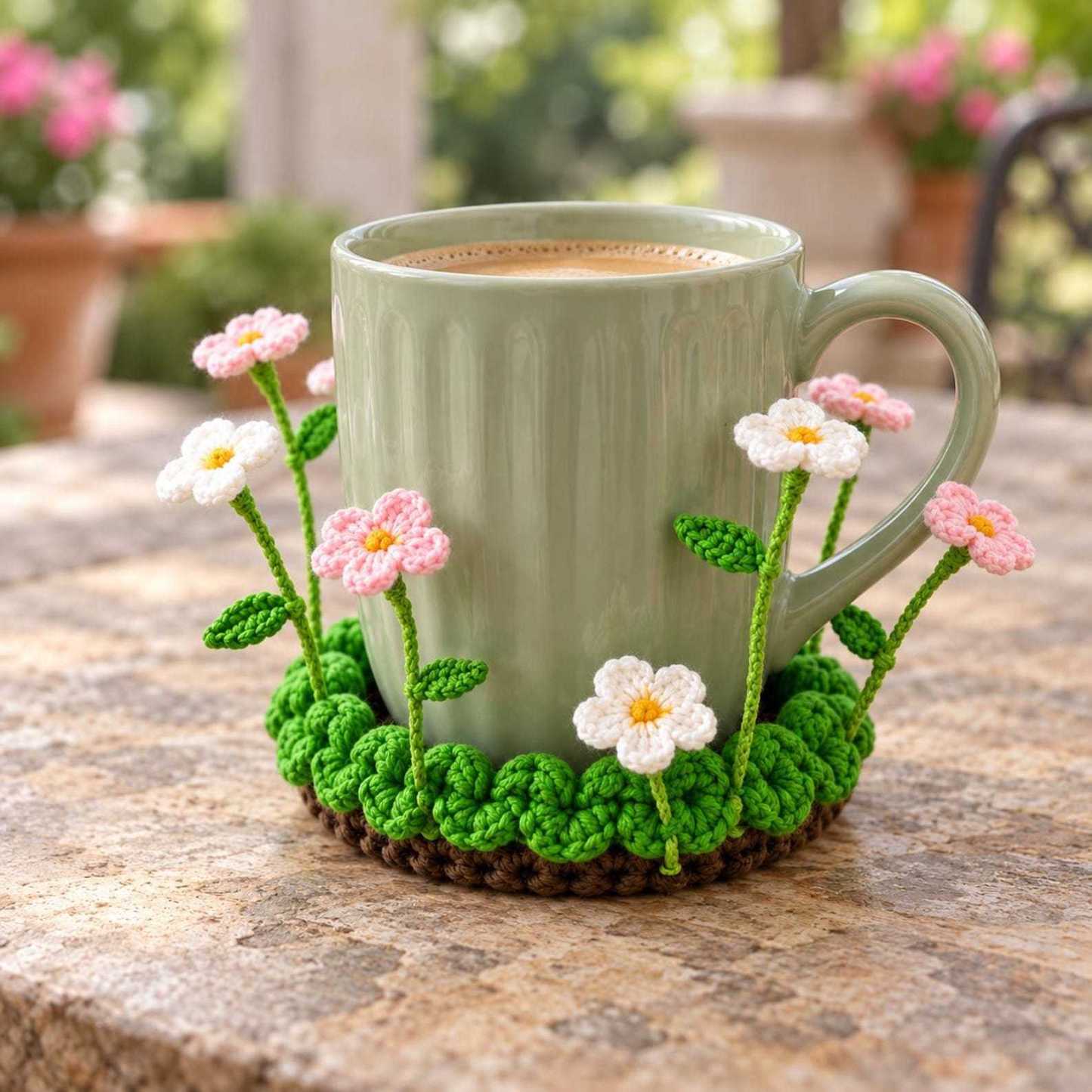 Crochet Flower Coaster, Handmade Cup Coaster, Floral Mug Coaster, Cottagecore Table Decor, Cute Crochet Gift, Housewarming Gift - MyJigsawPuzzleAu