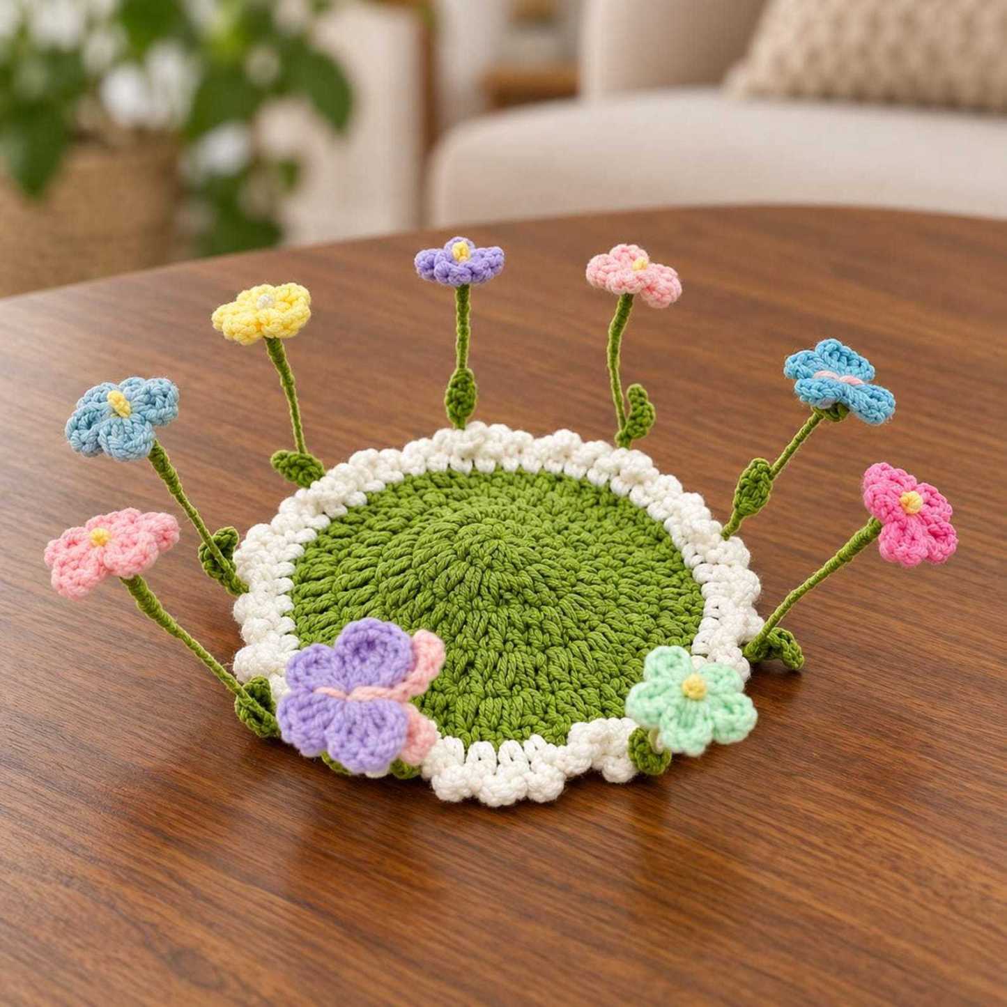 Crochet Flower Coaster, Handmade Cup Coaster, Floral Mug Coaster, Cottagecore Table Decor, Cute Crochet Gift, Housewarming Gift - MyJigsawPuzzleAu