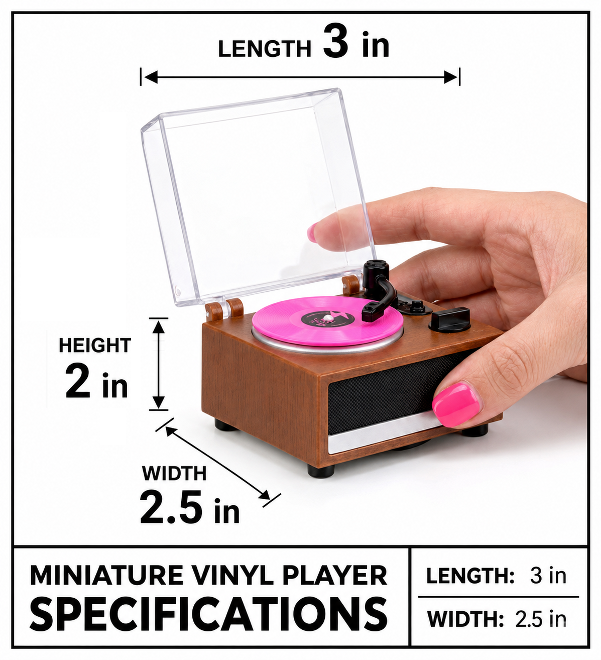 Personalized Mini Vinyl Music Player That Really Spins & Plays Music | Each Vinyl Can Play a Different Song, Custom Photo Album Cover, DIY Vinyl Color, Anniversary Gift for Couples - MyJigsawPuzzleAu