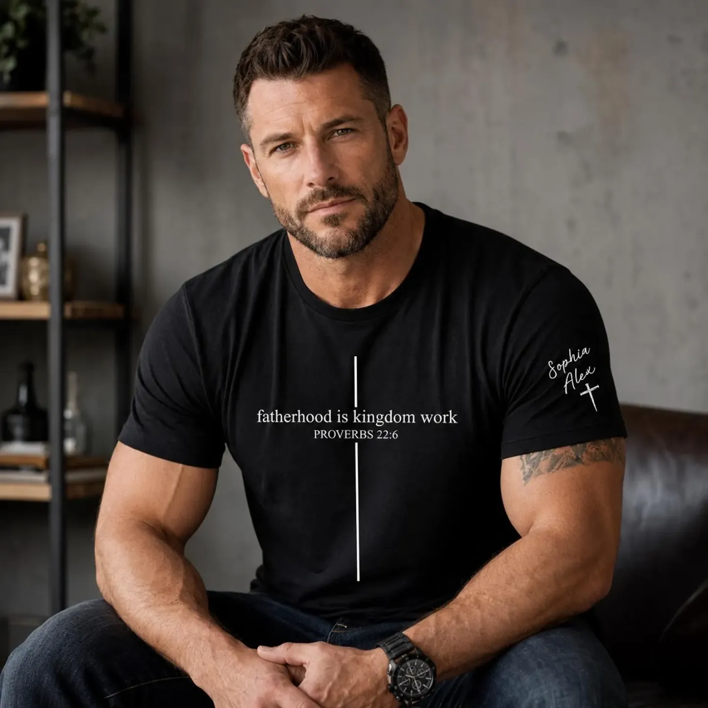 PersonaliSed Christian Dad Shirt, Custom Fatherhood Is Kingdom Work Tshirt, Gift For Religious Daddy Tee, Bible Verse Fathers Day Gift Shirt Taisha
