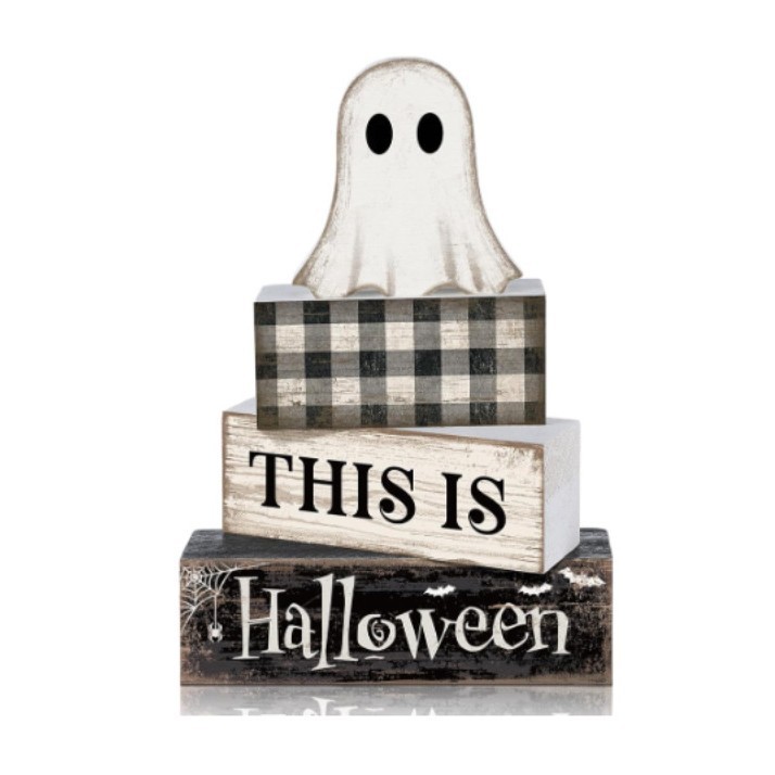 Lineshading 4 Pcs Halloween Coffee Table Decor Wooden Ghost Coffee Bar Sign - MyJigsawPuzzleAu