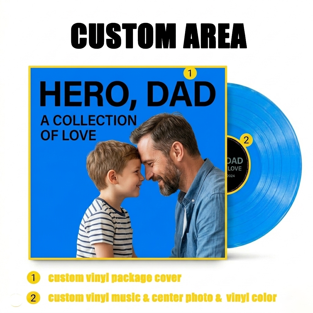 Personalized Mini Vinyl Music Player That Really Spins & Plays Music | Each Vinyl Can Play a Different Song, Custom Photo Album Cover, DIY Vinyl Color Gift for Dad on Father's Day - MyJigsawPuzzleAu