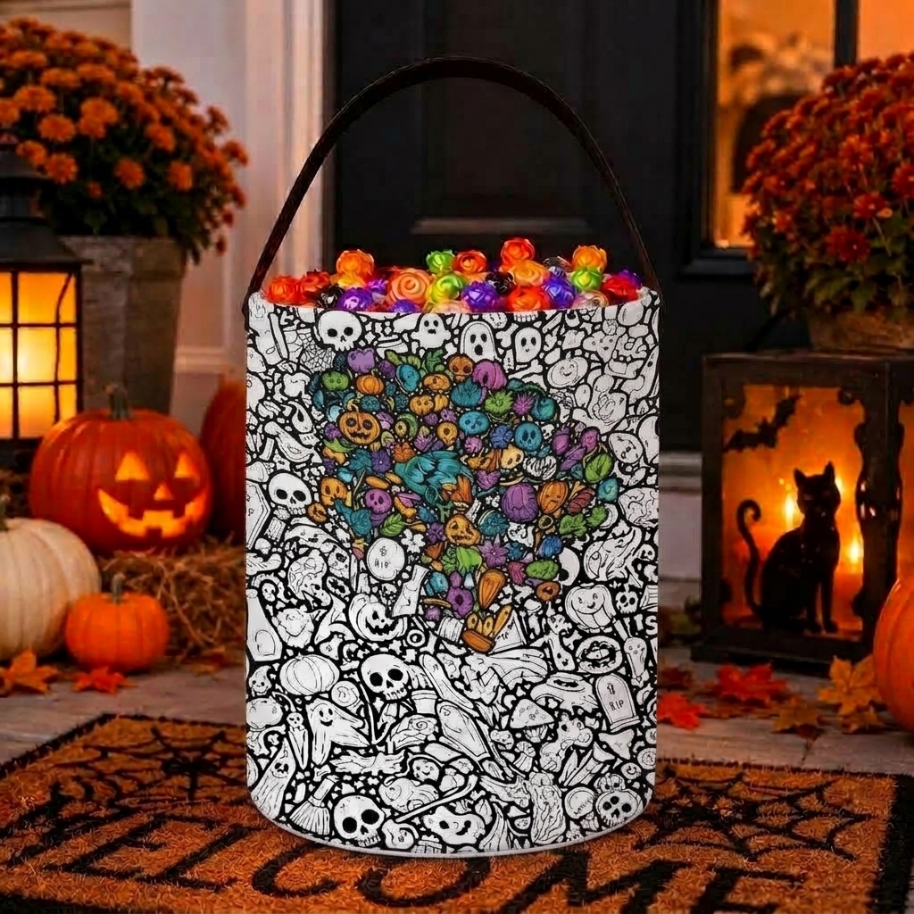 Halloween DIY Coloring Candy Bag | Color Your Own Trick or Treat Bag, Creative Stress Relief Activity for Kids - MyJigsawPuzzleAu