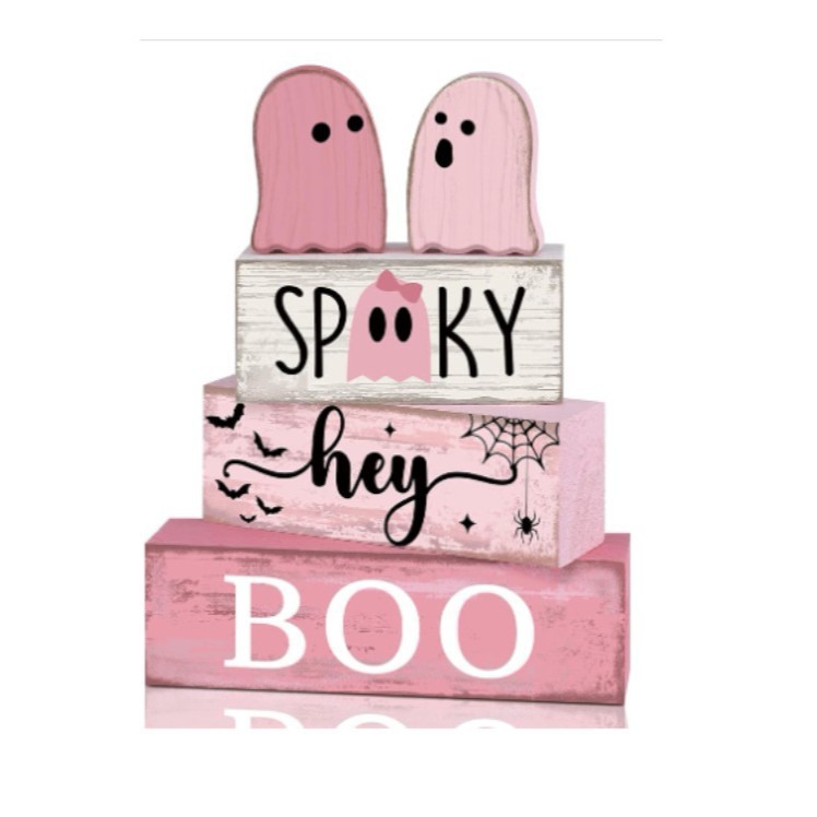 Lineshading 4 Pcs Halloween Coffee Table Decor Wooden Ghost Coffee Bar Sign - MyJigsawPuzzleAu