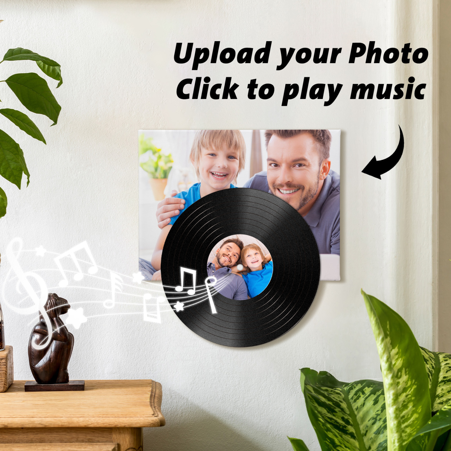 Vinyl Record Photo Wall Art | Custom Music Photo Gift for Dad | Click-to-Play Interactive Memory Keepsake for Pops On Father’s Day