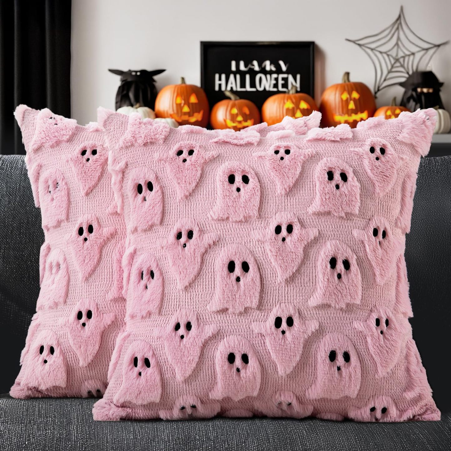 Halloween Pillow Covers Cute Ghost Decor Set of 2 18x18 - MyJigsawPuzzleAu